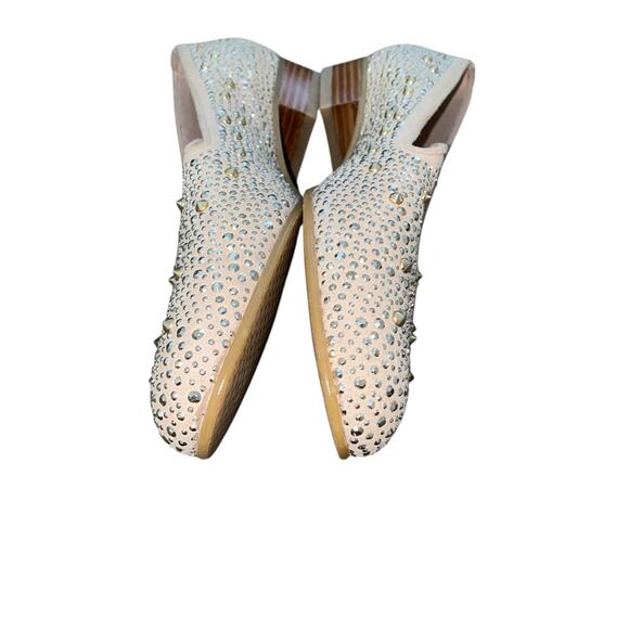 Stuart Weitzman Slipbeads Beige Blush Suede Gold Studded Loafer Flats size 7.5 - Picture 11 of 11